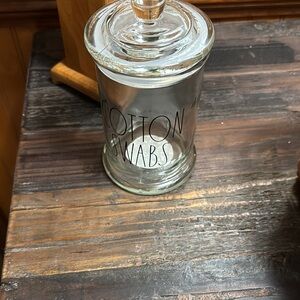 Rae Dunn Clear Glass Cotton Swabs Jar